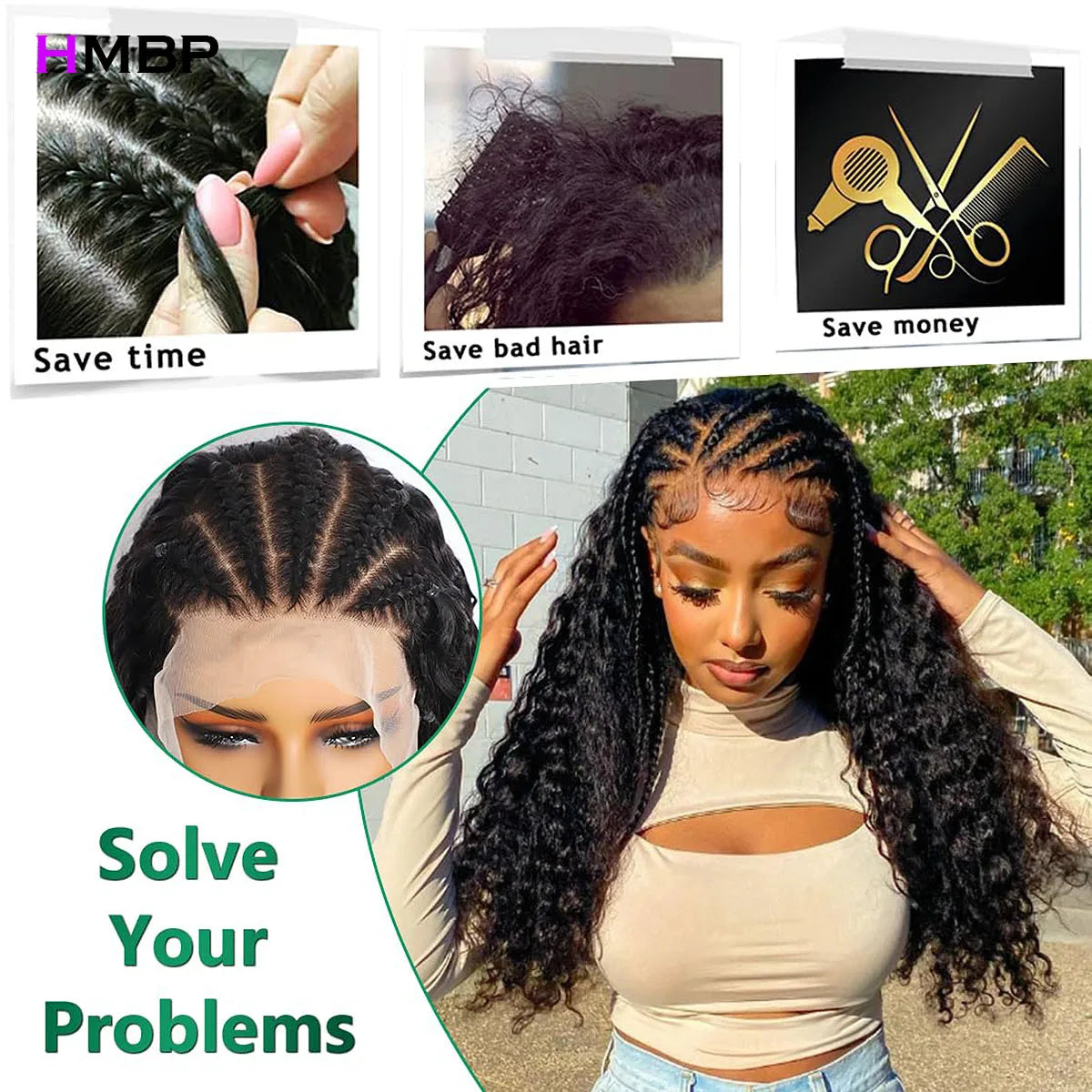 Pre Braided Glueless Wig Human Hair 13x6 HD Lace Frontal Wig Wear Go 400 Density Kinky Curly 9x6 Hd Transparent Preplucked Wigs
