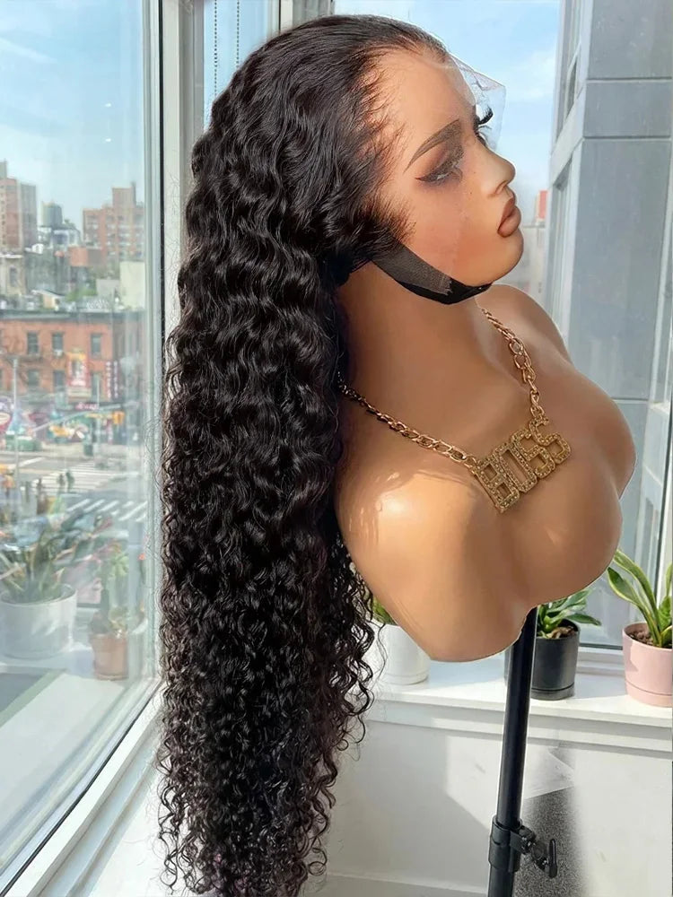 Curly 13x6 HD Lace Front Human Hair Wigs Pre Plucked 38 Inch Real Human Hair 13x4 Deep Wave Lace Frontal Wig Glueless Brazilian